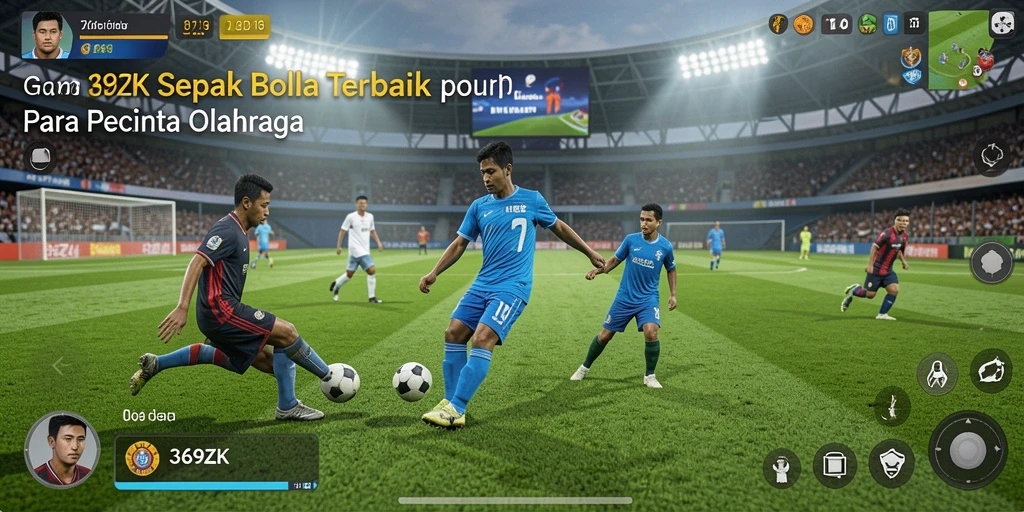 Screenshot utama 369ZK menampilkan aksi seru dari permainan sepak bola.