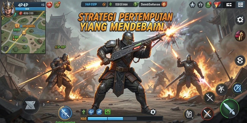 Screenshot gameplay 4P4P menampilkan aksi strategi yang seru.