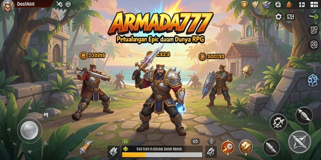 Screenshot utama ARMADA777 menampilkan aksi gameplay RPG yang seru.