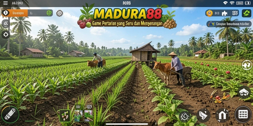 Tampilan gameplay seru dalam MADURA88 dengan pertanian yang realistis.