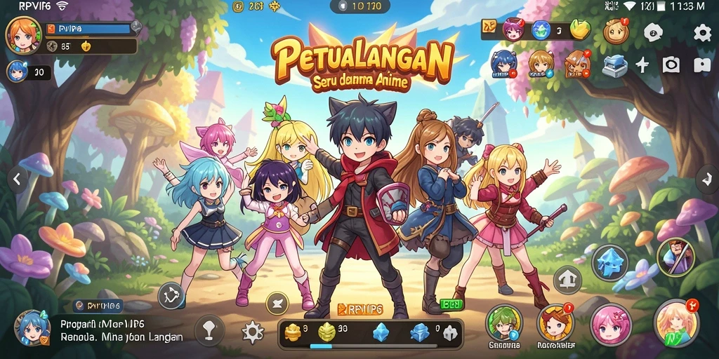 Tampilan gameplay seru RPVIP6 dengan karakter anime menarik.