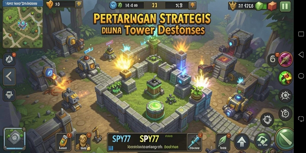 Tampilan gameplay SPY77 dengan strategi Tower Defense yang mendebarkan.