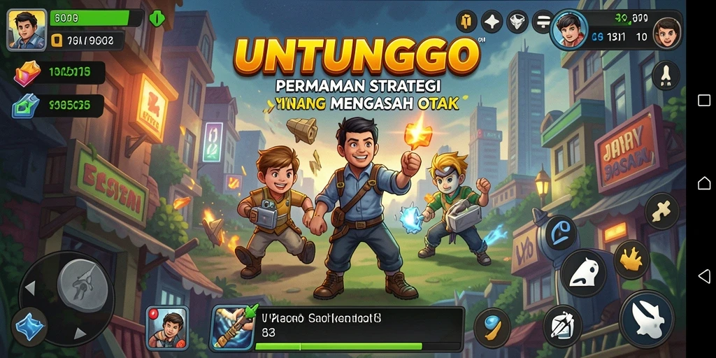 Tampilan gameplay UNTUNGGO yang seru dan strategis.